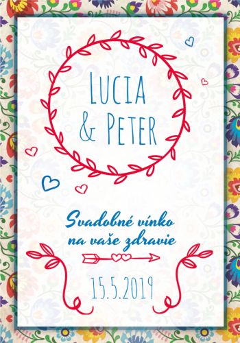 Slovenská tradičná etiketa vzory na víno 045m